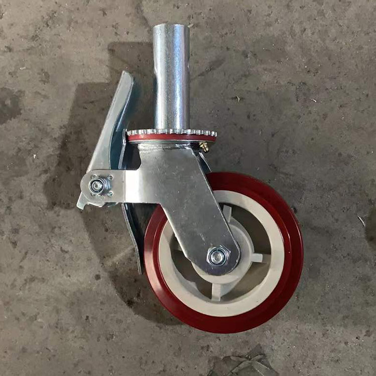 Red pu stem scaffolding caster