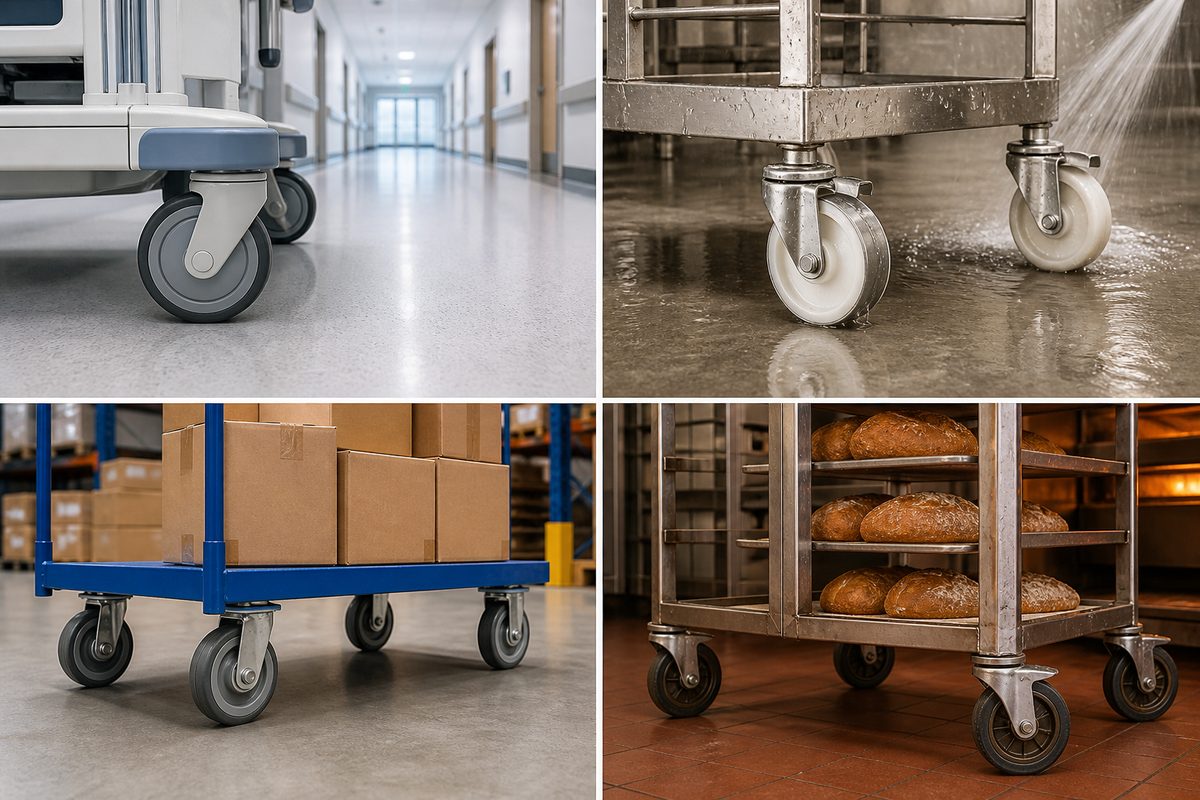 Caster applications in medical washdown warehouse and bakery environments