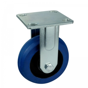 Fixed/Rigid Blue Rubber Casters Wheels