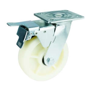 Nylon Caster Wheel With Double Brakes