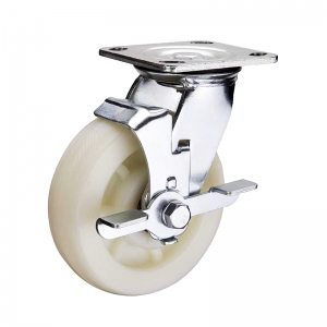 Heavy duty nylon caster wheel with side brake