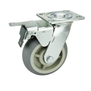 Gray TPR Caster Wheel With Double Brakes