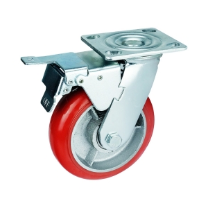 heavy duty pu korea caster wheel with double brakes