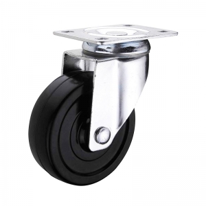 Black hard rubber bolt hole swivel caster wheel