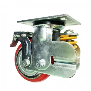 swivel shock absorber caster wheel with brake