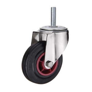 Threaded stem rubber caster wheel