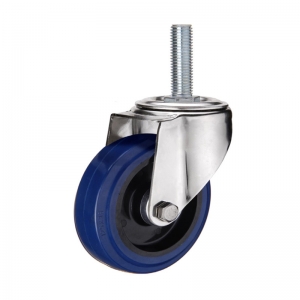 Swivel Threaded Stem Stainless Casters Heavy Blue Swivel Rubber Casters