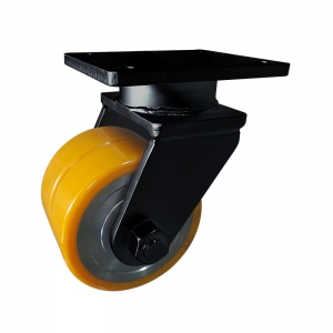 Super heavy duty PU twin-wheel caster wheel