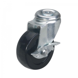 Light duty swivel hard rubber caster wheel lock