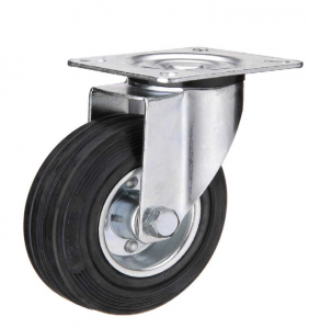 Black rubber industrial caster wheel