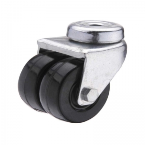 Hard rubber bolt hole twin-wheel caster