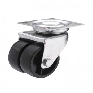 Plastic swivel twin-wheel caster