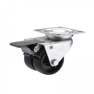 Plastic swivel twin-wheel caster locks