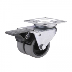 TPR swivel twin-wheel caster locks