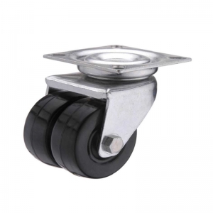 Hard rubber swivel twin-wheel caster