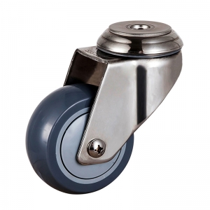 Medium duty stainless polyurethane bolt hole caster