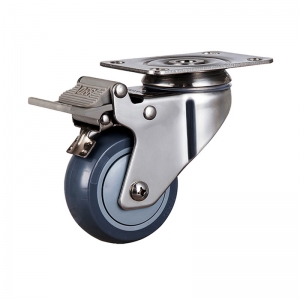 Medium duty stainless polyurethane caster brake