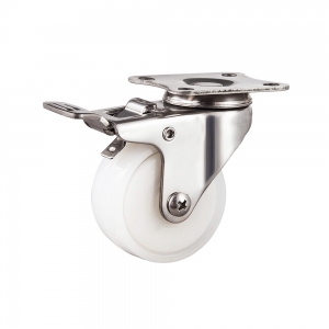 Light duty stainless nylon caster with brake