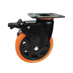 Medium-heavy duty pu swivel caster with brake