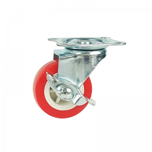 Light duty swivel pvc caster wheel with side brake