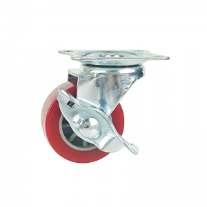 Light duty swivel pu caster wheel with side brake