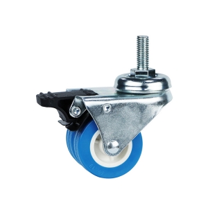 blue pvc swivel twin wheel locking caster