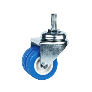 threaded stem blue pvc swivel twin wheel caster