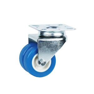 top plate blue pvc swivel twin wheel caster