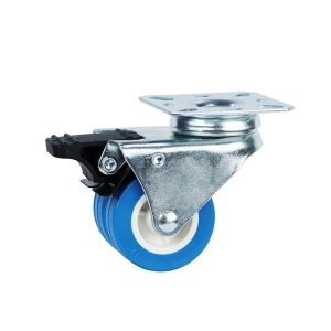 top plate blue pvc swivel twin wheel caster