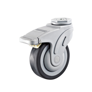 Flat Tread Bolt Hole Medical Locking Caster Wheel