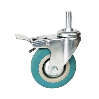 3 inch threaded stem locking grey caster wheels