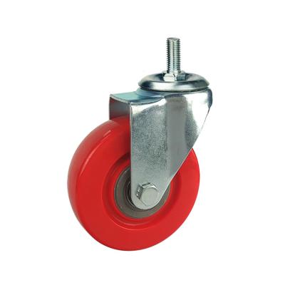 Red PVC threaded stem plate caster wheel