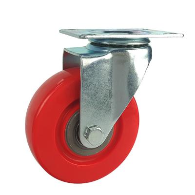 Red PVC swivel caster wheel