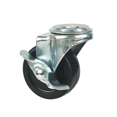 Light duty swivel rubber caster wheel lock