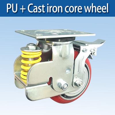 5/6/8inch zinc plated pu+cast iron core wheel casters