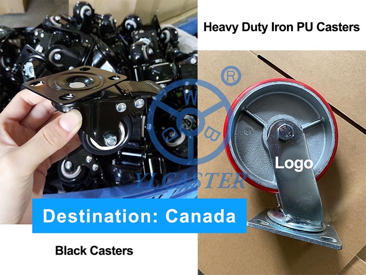 Black casters and iron pu casters selling on Amazon