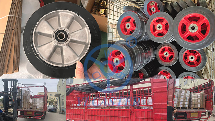 Two kind of heavy duty rubber wheels are shipping to Philippines