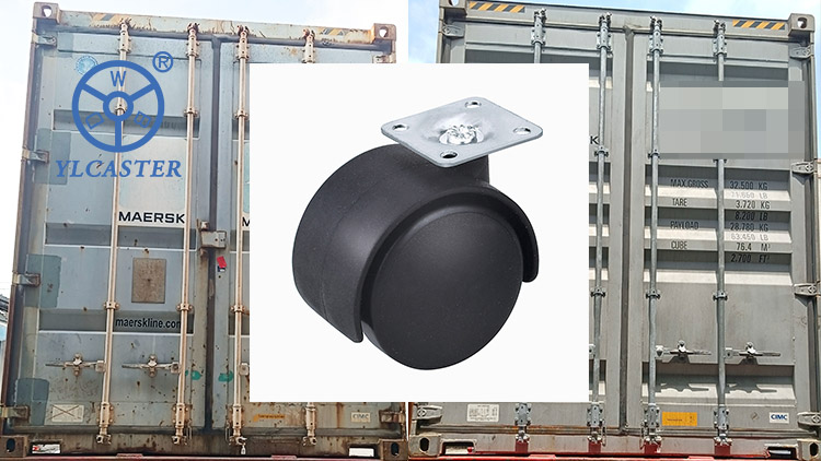 Two container of 2 inch plate type black furniture casters are shipping to Columbia