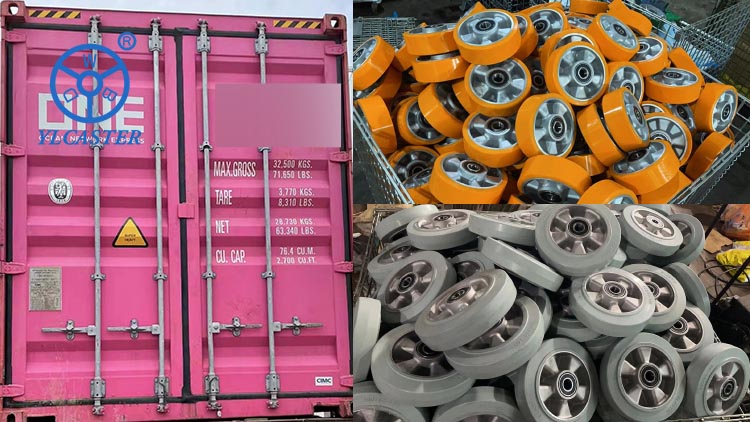 Aluminium core pu wheels and aluminium core rubber wheels are shipping to Chile