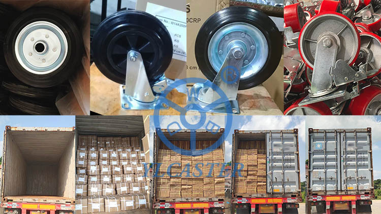 Trash can casters and heavy duty iron pu casters shipping to Nigiria-YLcaster